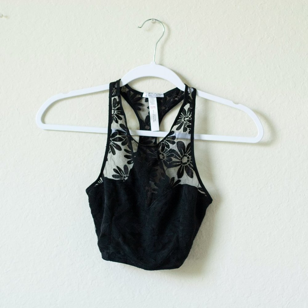 Out from Under Black Lace Sleeveless Crop Top